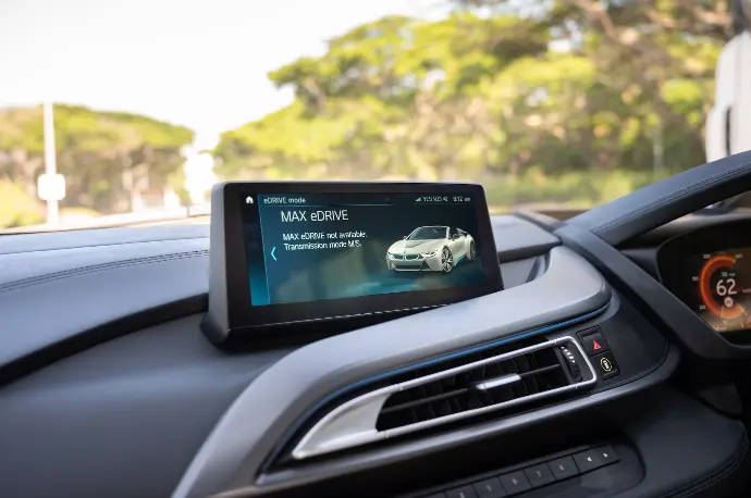 black car gps turned on in car